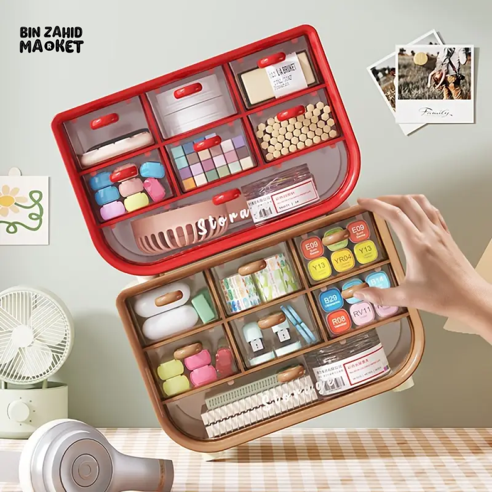 LUXORMOVE MULTIFUNCTIONAL DESK ORGANIZER WITH 9 GRIDS & PEN HOLDER