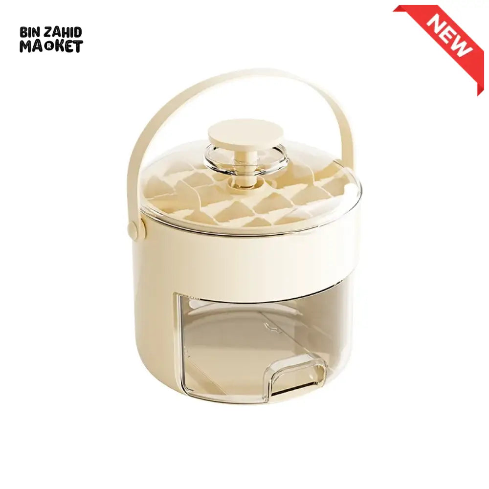 LUXORMOVE PORTABLE ROUND DRAWER STYLE ICE BUCKET – LARGE CAPACITY PLASTIC ICE CUBE STORAGE FOR HOME USE
