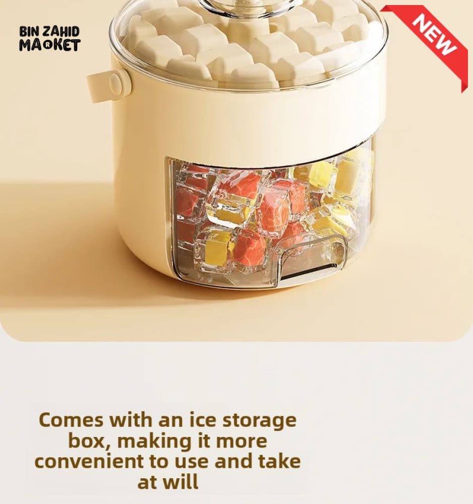 LUXORMOVE PORTABLE ROUND DRAWER STYLE ICE BUCKET – LARGE CAPACITY PLASTIC ICE CUBE STORAGE FOR HOME USE