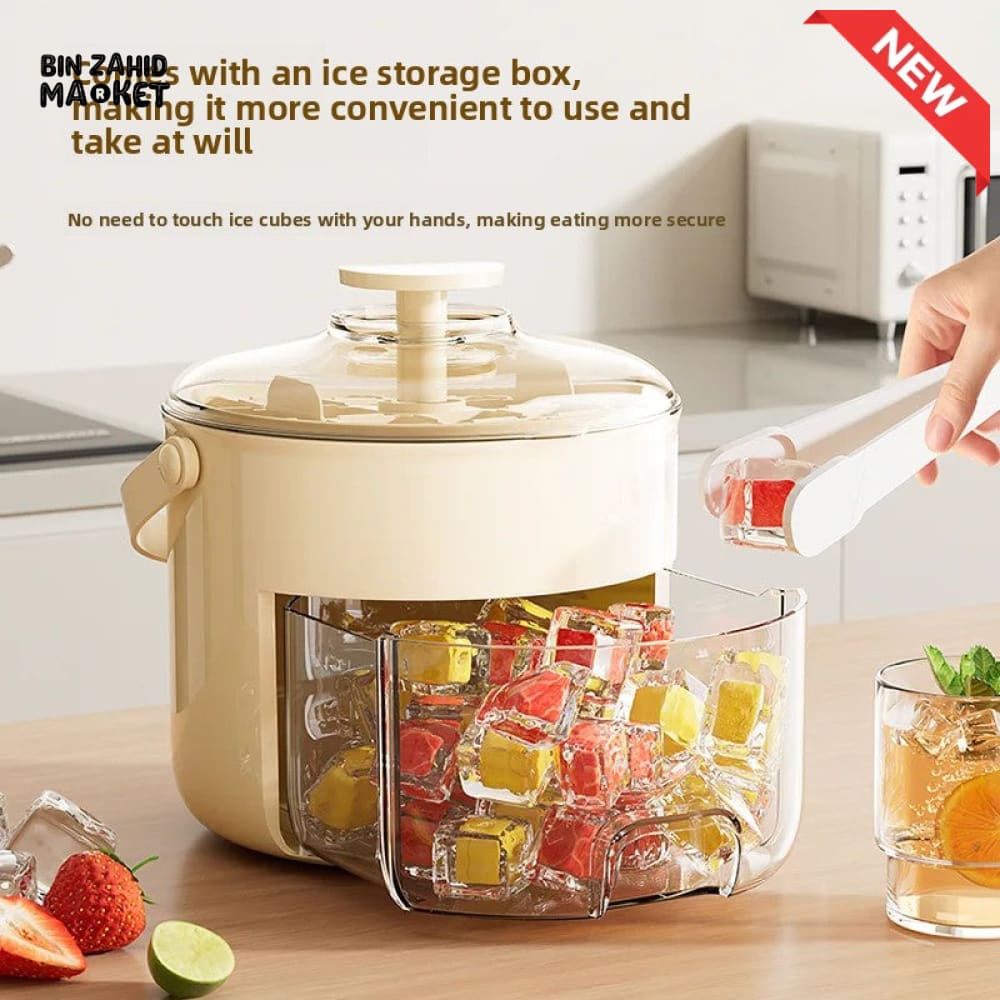 LUXORMOVE PORTABLE ROUND DRAWER STYLE ICE BUCKET – LARGE CAPACITY PLASTIC ICE CUBE STORAGE FOR HOME USE