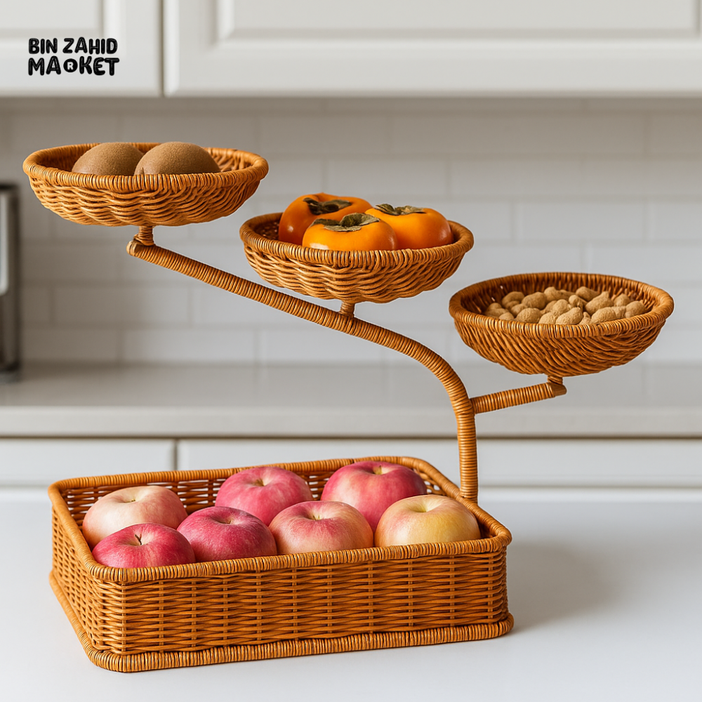 LUXORMOVE RATTAN MULTI-LAYER FRUIT RACK – HANDWOVEN 3-TIER FRUIT BASKET & DISPLAY STAND