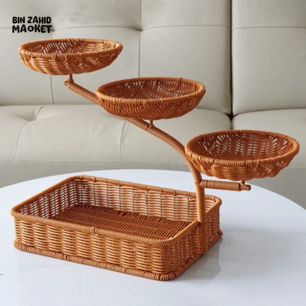 LUXORMOVE RATTAN MULTI-LAYER FRUIT RACK – HANDWOVEN 3-TIER FRUIT BASKET & DISPLAY STAND