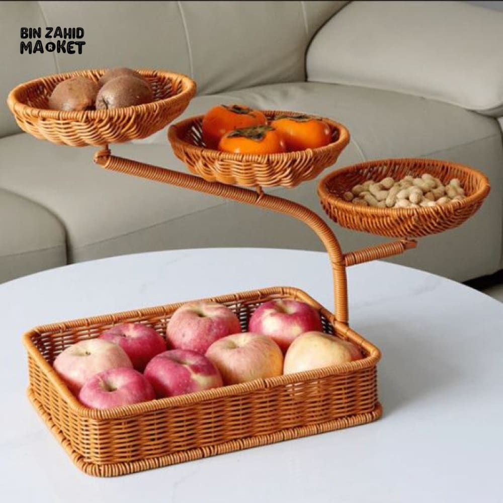 LUXORMOVE RATTAN MULTI-LAYER FRUIT RACK – HANDWOVEN 3-TIER FRUIT BASKET & DISPLAY STAND
