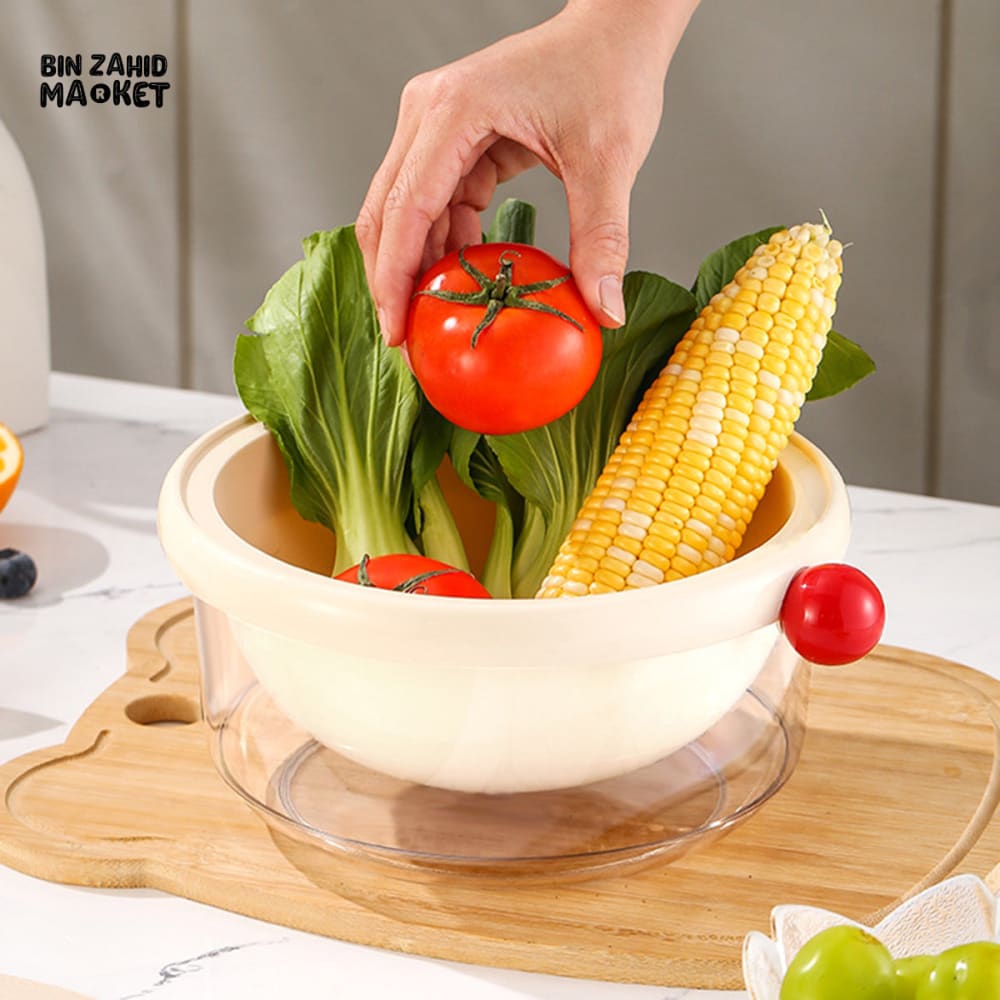 LUXORMOVE SMALL DOUBLE LAYER DRAIN BASKET – 2 IN 1 THICKENED PLASTIC VEGETABLE WASHING TRAY & MULTIFUNCTIONAL FRUIT