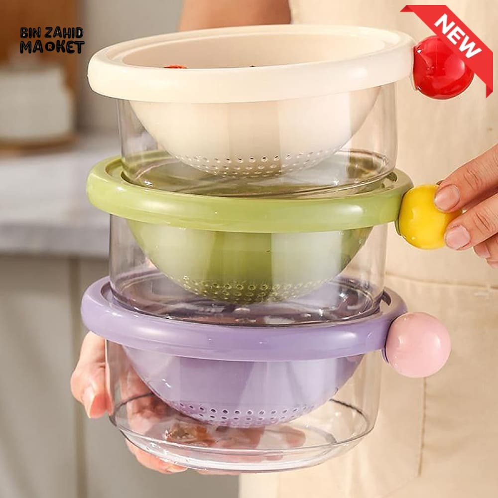 LUXORMOVE SMALL DOUBLE LAYER DRAIN BASKET – 2 IN 1 THICKENED PLASTIC VEGETABLE WASHING TRAY & MULTIFUNCTIONAL FRUIT