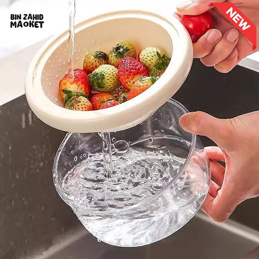 LUXORMOVE SMALL DOUBLE LAYER DRAIN BASKET – 2 IN 1 THICKENED PLASTIC VEGETABLE WASHING TRAY & MULTIFUNCTIONAL FRUIT