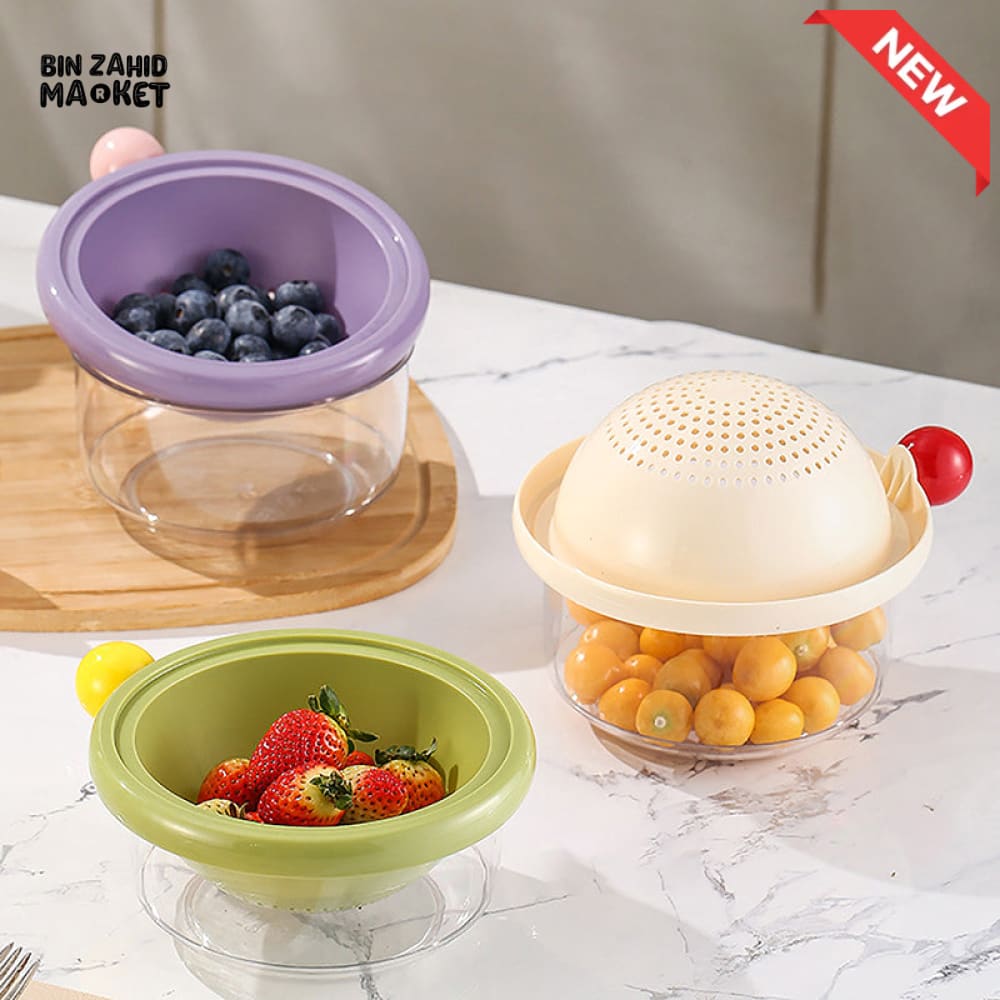 LUXORMOVE SMALL DOUBLE LAYER DRAIN BASKET – 2 IN 1 THICKENED PLASTIC VEGETABLE WASHING TRAY & MULTIFUNCTIONAL FRUIT