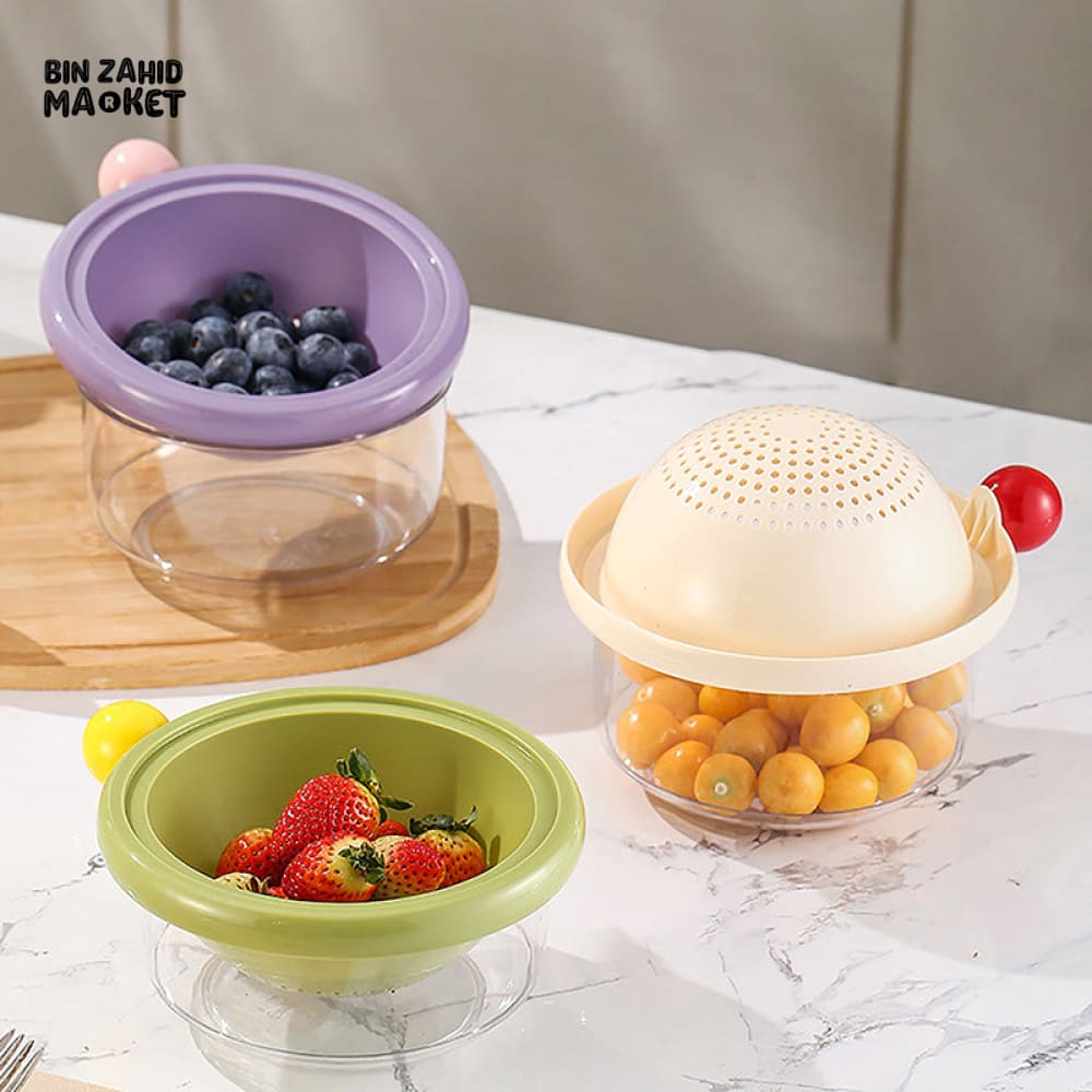 LUXORMOVE SMALL DOUBLE LAYER DRAIN BASKET – 2 IN 1 THICKENED PLASTIC VEGETABLE WASHING TRAY & MULTIFUNCTIONAL FRUIT