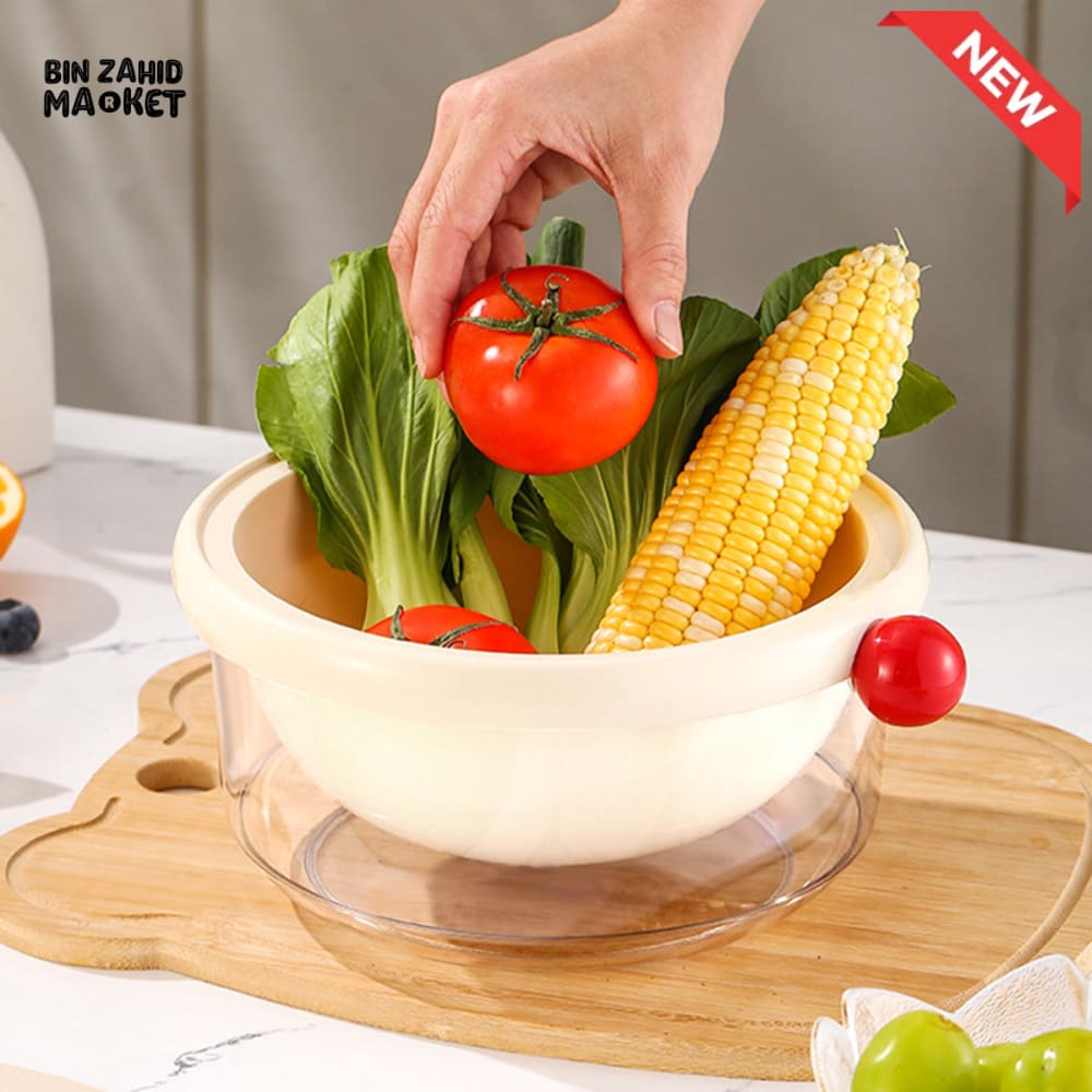 LUXORMOVE SMALL DOUBLE LAYER DRAIN BASKET – 2 IN 1 THICKENED PLASTIC VEGETABLE WASHING TRAY & MULTIFUNCTIONAL FRUIT