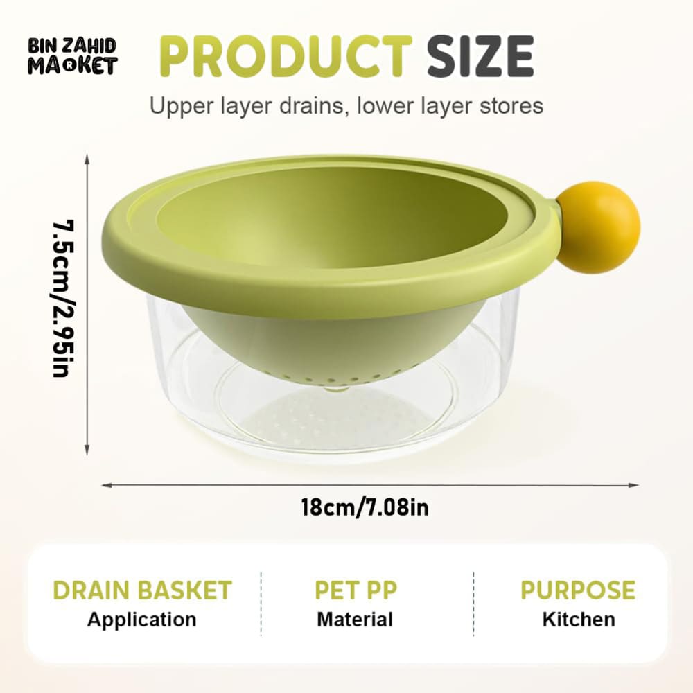 LUXORMOVE SMALL DOUBLE LAYER DRAIN BASKET – 2 IN 1 THICKENED PLASTIC VEGETABLE WASHING TRAY & MULTIFUNCTIONAL FRUIT