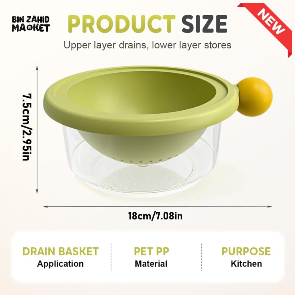 LUXORMOVE SMALL DOUBLE LAYER DRAIN BASKET – 2 IN 1 THICKENED PLASTIC VEGETABLE WASHING TRAY & MULTIFUNCTIONAL FRUIT