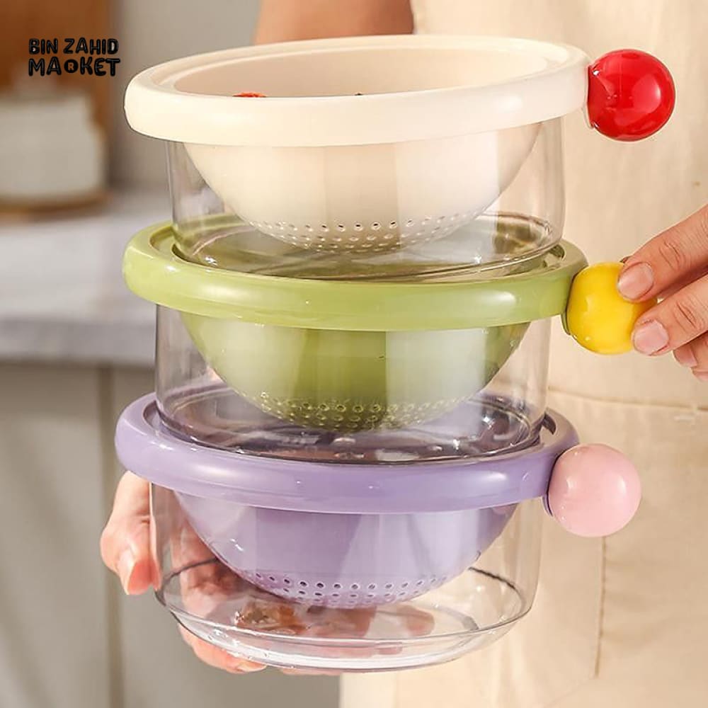 LUXORMOVE SMALL DOUBLE LAYER DRAIN BASKET – 2 IN 1 THICKENED PLASTIC VEGETABLE WASHING TRAY & MULTIFUNCTIONAL FRUIT