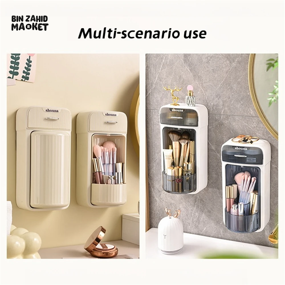 LUXORMOVE WALL MOUNTED MAKEUP BRUSH ORGANIZER 360° ROTATING STORAGE RACK