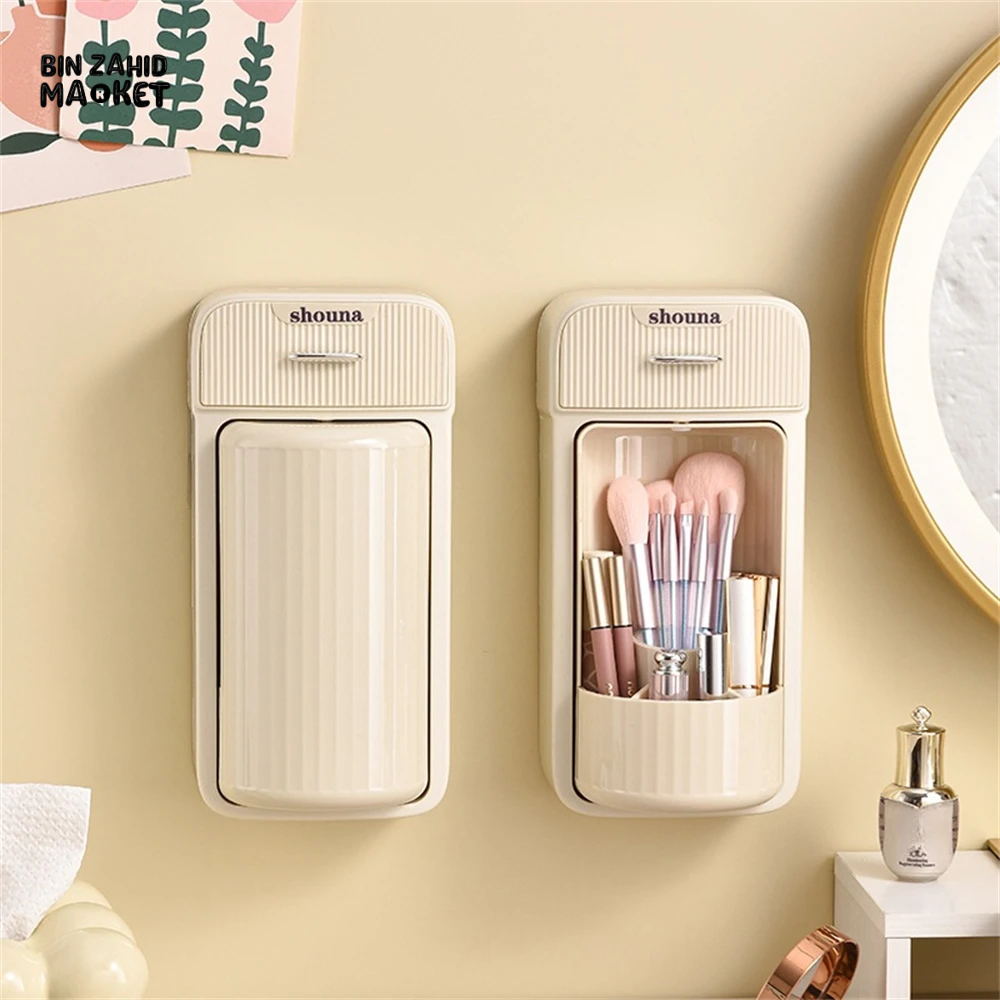 LUXORMOVE WALL MOUNTED MAKEUP BRUSH ORGANIZER 360° ROTATING STORAGE RACK
