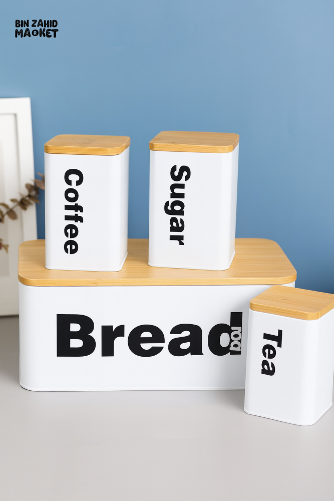 LUXURMOVE BREAD BOX SET BAMBOO - BLACK