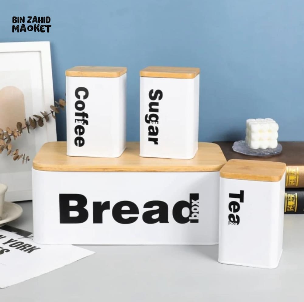 LUXURMOVE BREAD BOX SET BAMBOO - WHITE