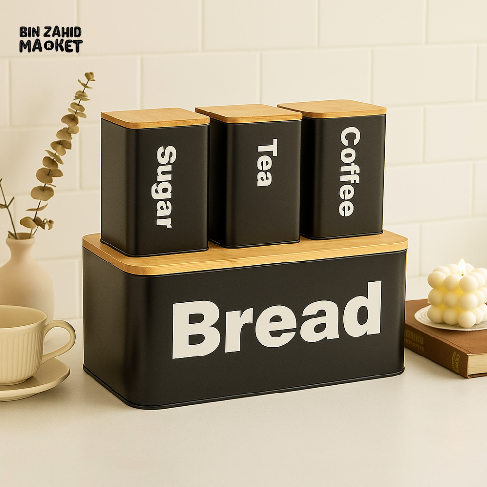LUXURMOVE BREAD BOX SET BAMBOO - WHITE