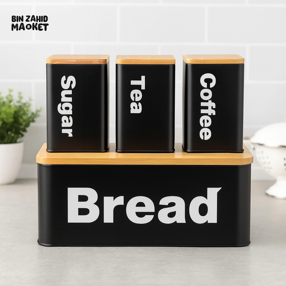 LUXURMOVE BREAD BOX SET BAMBOO - WHITE