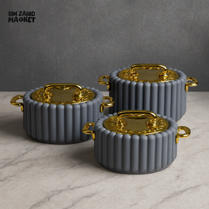 LUXURMOVE ELEGANTIA 3 PIECES QUILTED HOTPOT SET GREY EI EG/G