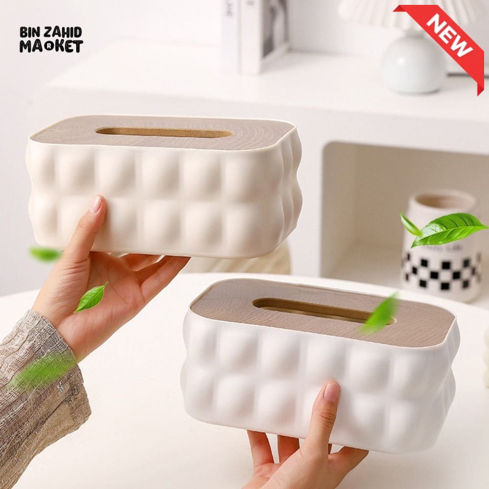 LUXURMOVE MODERN TISSUE BOX WITH WOODEN LID – HOME & BATHROOM DECOR