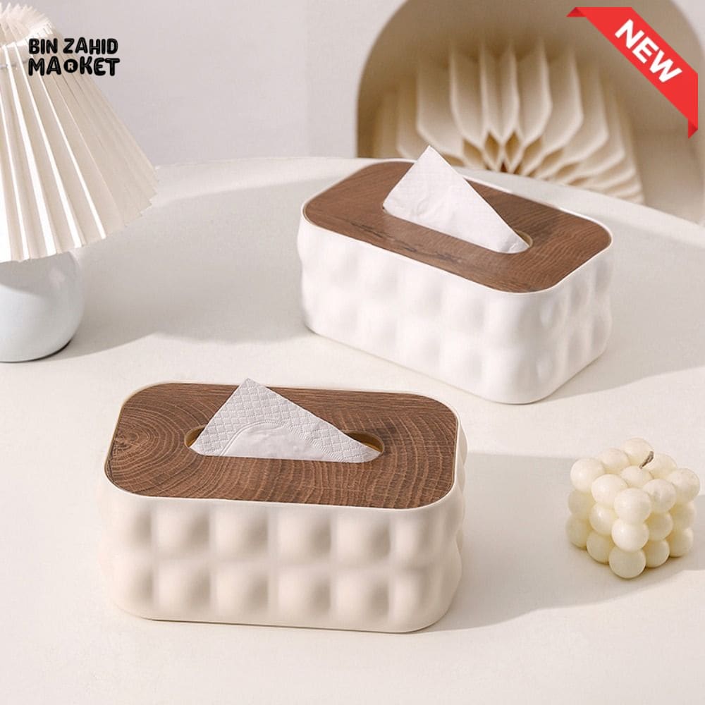 LUXURMOVE MODERN TISSUE BOX WITH WOODEN LID – HOME & BATHROOM DECOR