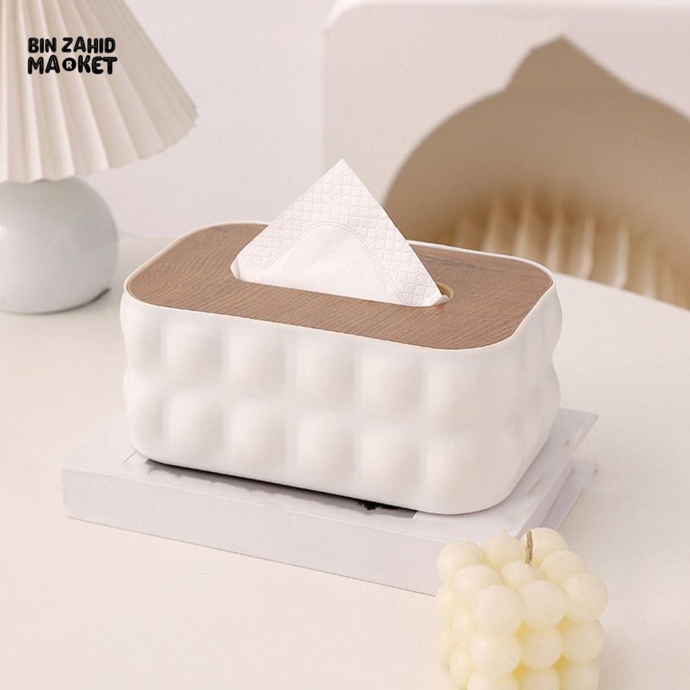 LUXURMOVE MODERN TISSUE BOX WITH WOODEN LID – HOME & BATHROOM DECOR