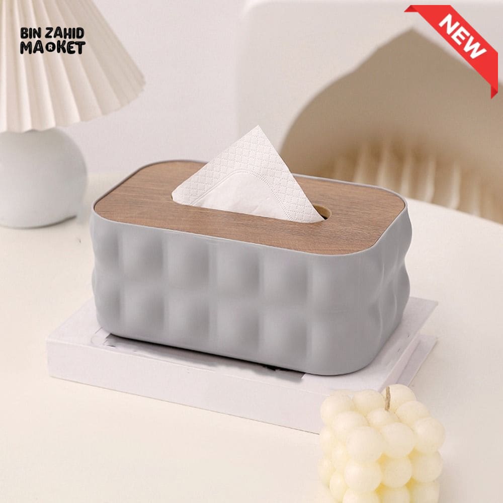 LUXURMOVE MODERN TISSUE BOX WITH WOODEN LID – HOME & BATHROOM DECOR