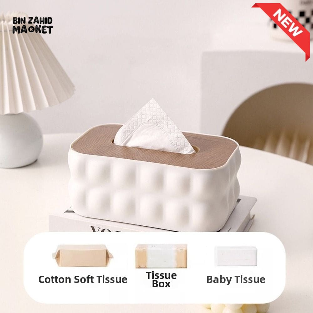 LUXURMOVE MODERN TISSUE BOX WITH WOODEN LID – HOME & BATHROOM DECOR