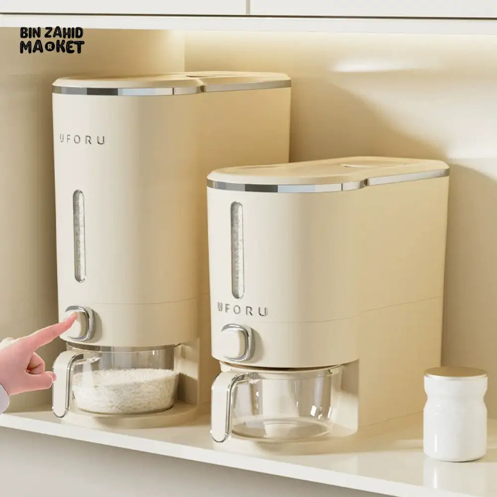LUXURMOVE SEALED RICE BUCKET – AUTOMATIC CEREAL DISPENSER WITH LID & CUPS MOISTURE-PROOF GRAIN CONTAINER