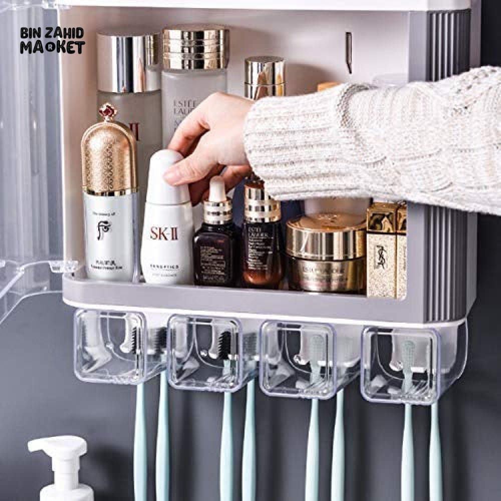 LUXURMOVE WATERPROOF TOILET VANITY ORGANIZER – TOOTHPASTE & BRUSH HOLDER