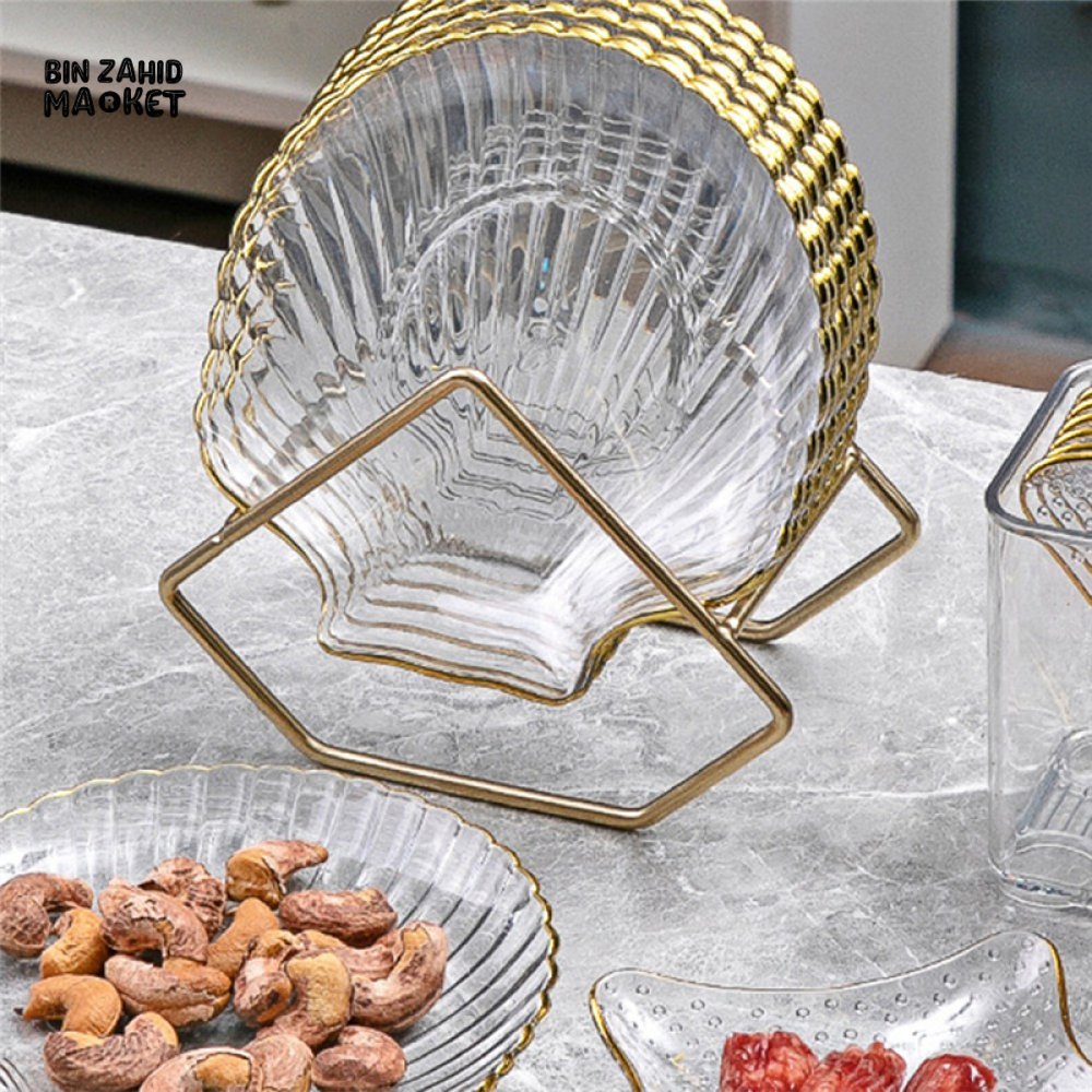 LUXURY 8-PIECE ACRYLIC SNACK PLATTER SET – FRUIT DESSERT AND TASTING PLATES - SHELL