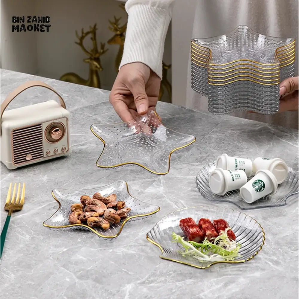 LUXURY 8-PIECE ACRYLIC SNACK PLATTER SET – FRUIT DESSERT AND TASTING PLATES - STAR