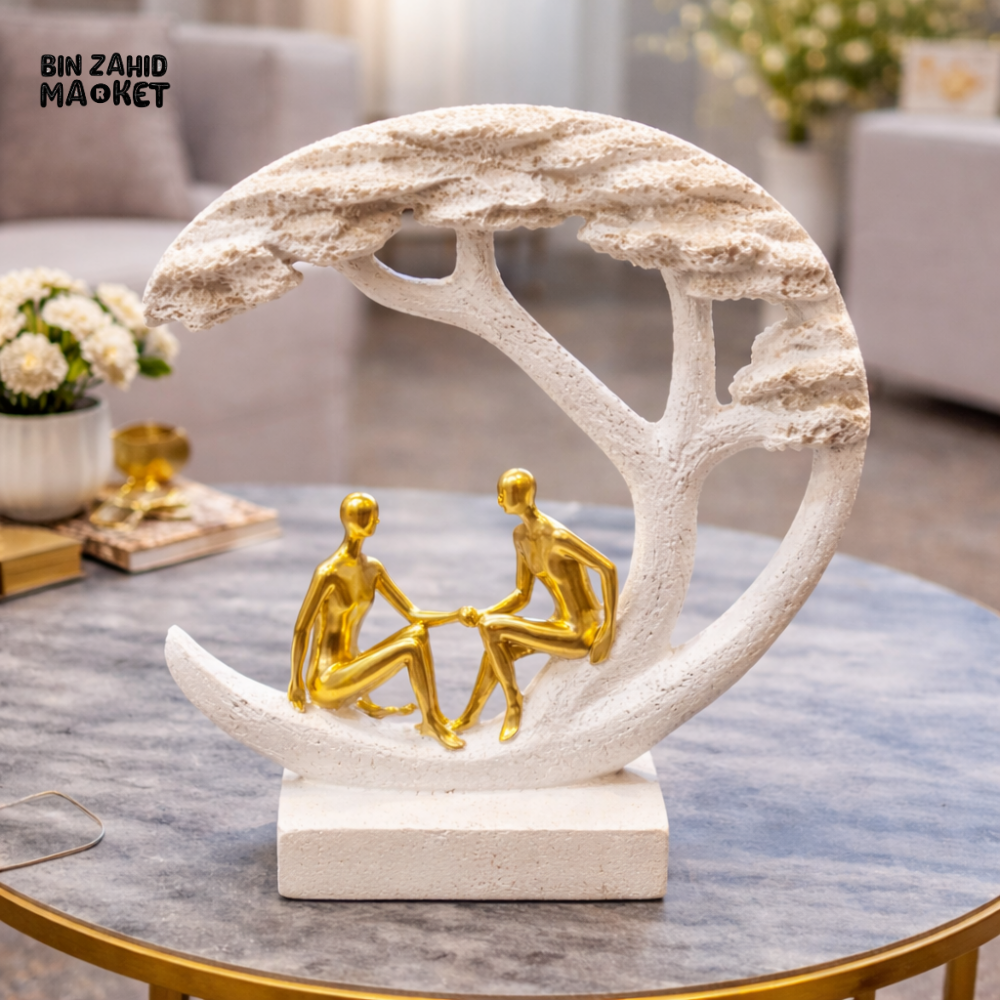 LUXURY ABSTRACT COUPLE UNDER TREE SCULPTURE – MODERN TABLE SIDE DECOR