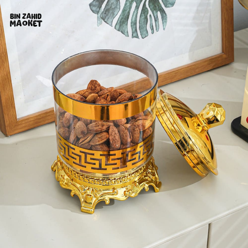 LUXURY ACRYLIC CANDY JAR WITH LID 3 PIECES SET TRANSPARENT TABLE DRY FOOD CANDY BIN SNACK STORAGE CAN