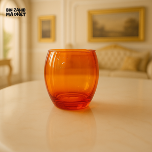 LUXURY AMBER GLASS TUMBLER – ELEGANT DRINKING CUP FOR VILLA TABLETOP DECOR - ORANGE