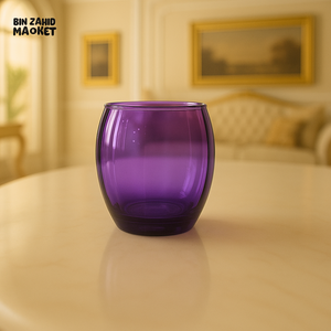 LUXURY AMBER GLASS TUMBLER – ELEGANT DRINKING CUP FOR VILLA TABLETOP DECOR - PURPLE