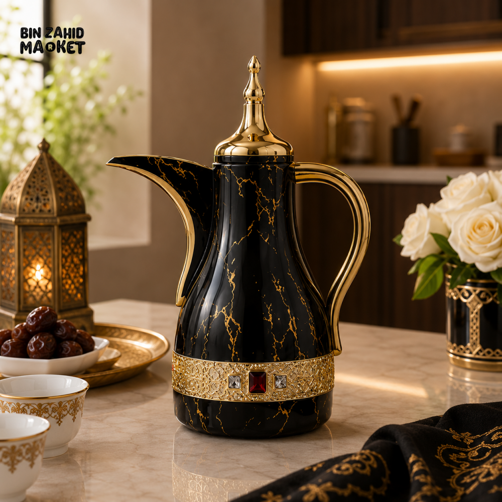 LUXURY ARABIC VACUUM INSULATED COFFEE DALLAH 1.0 LITER 1-piece - black