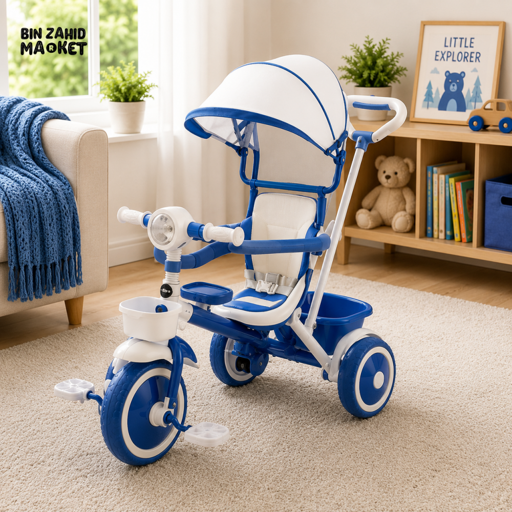 LUXURY BABY STROLLER TRICYCLE WITH CANOPY - BLUE