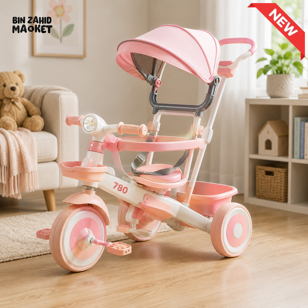 LUXURY BABY STROLLER TRICYCLE WITH CANOPY - PINK