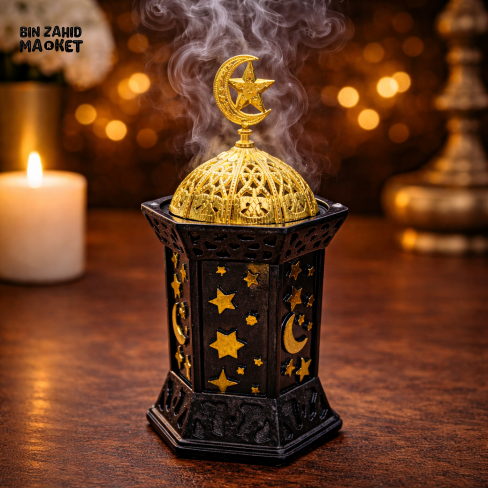 LUXURY BLACK & GOLD STAR INCENSE BURNER – RAMADAN TABLE DECOR