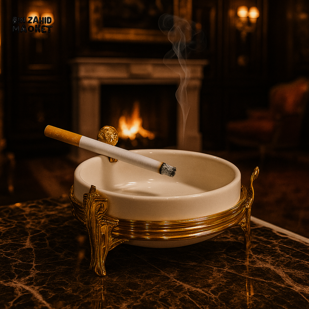 LUXURY CERAMIC ASHTRAY WITH GOLD STAND SJ1221