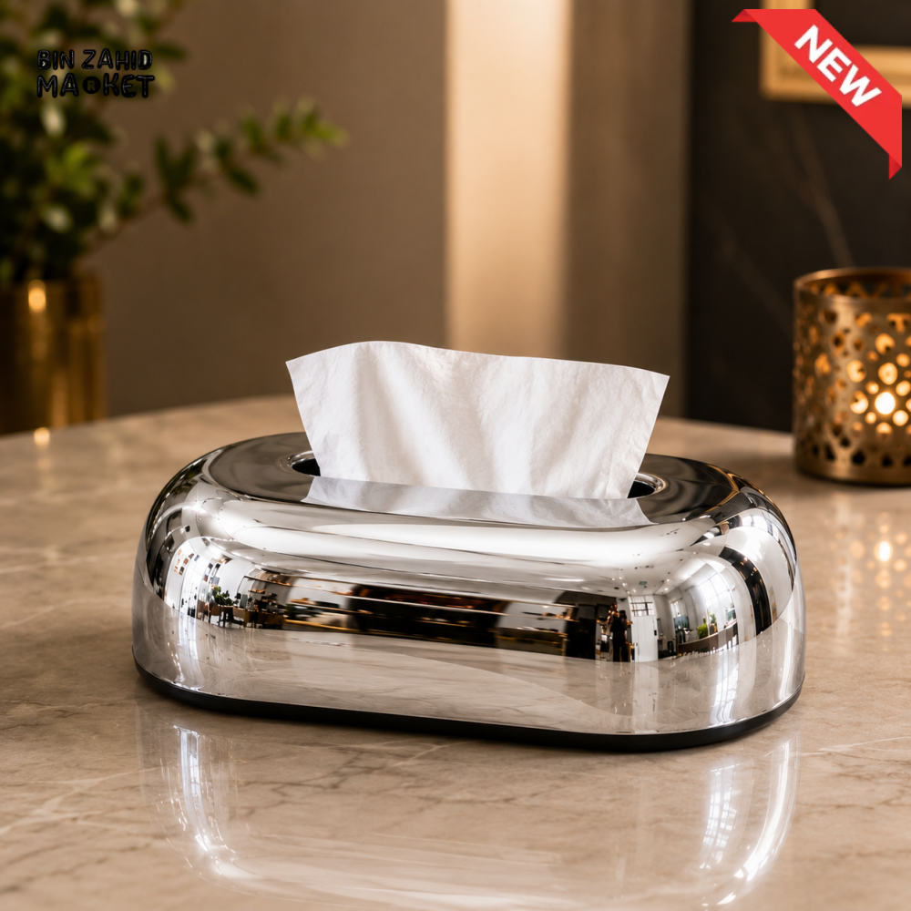 LUXURY CHROME TISSUE BOX HOLDER - SILVER