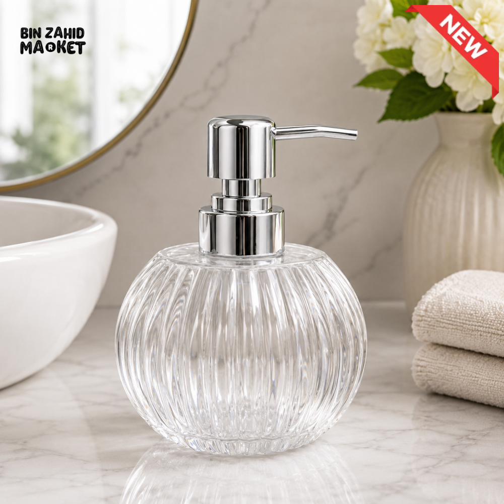LUXURY CLEAR SOAP DISPENSER WITH CHROME PUMP | 250 ML