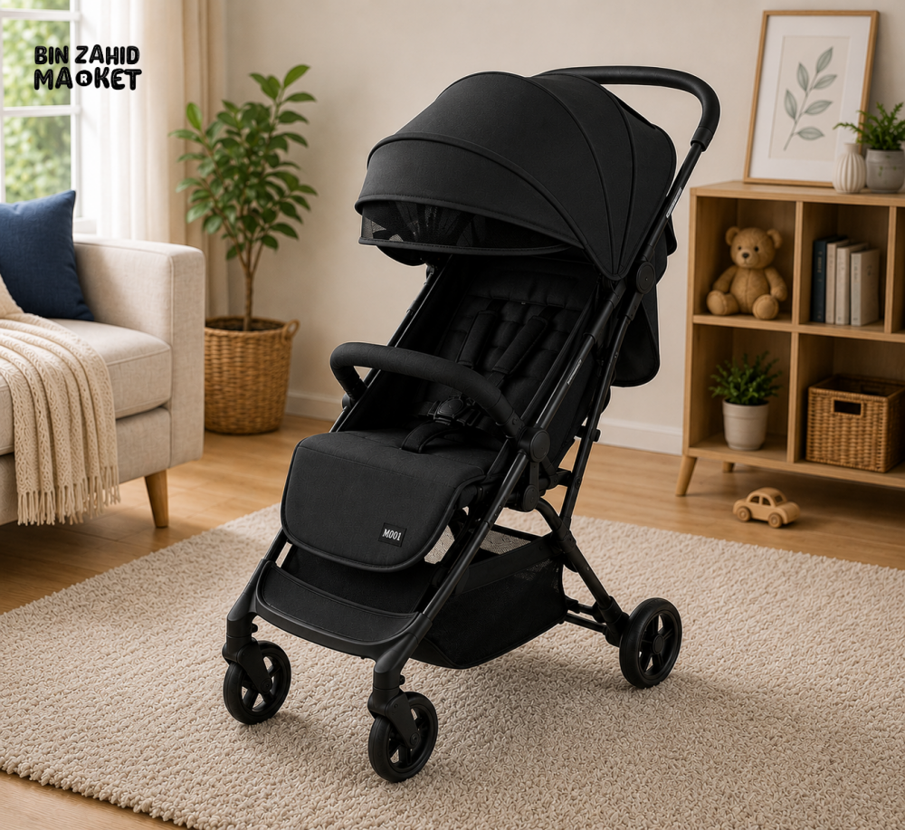 LUXURY COMPACT BABY STROLLER - BLACK