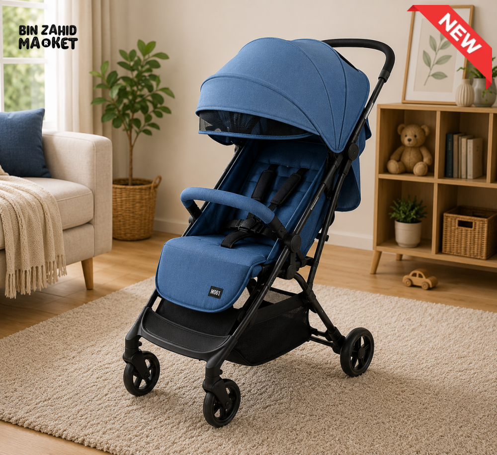 LUXURY COMPACT BABY STROLLER - BLUE