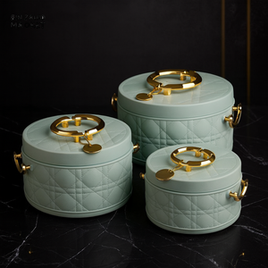 LUXURY ELEGANT 3 PIECES QUILTED HOTPOT SET GREEN EJ CE/G