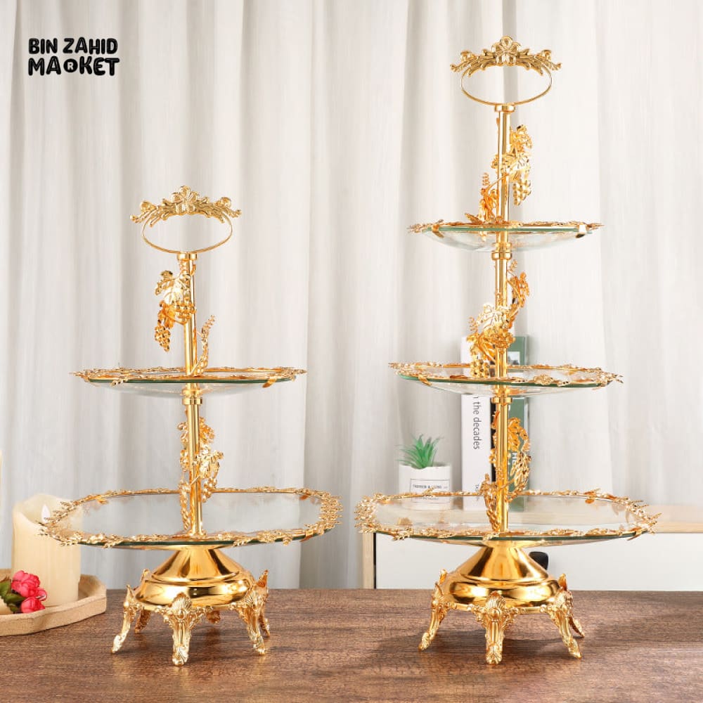 LUXURY EUROPEAN 2-TIER SERVING PLATE – FRUIT & DRY FOOD DISPLAY STAND FOR WEDDINGS & EVENTS