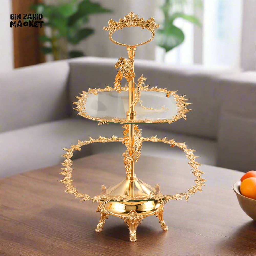 LUXURY EUROPEAN 2-TIER SERVING PLATE – FRUIT & DRY FOOD DISPLAY STAND FOR WEDDINGS & EVENTS