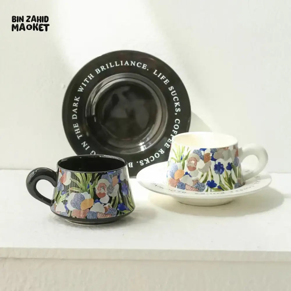 LUXURY FLORAL CERAMIC TEACUP & SAUCER SET