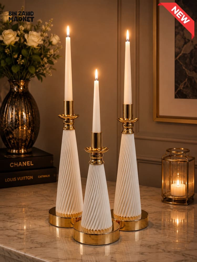 LUXURY FLUTED CANDLE HOLDER SET - 3 PCS